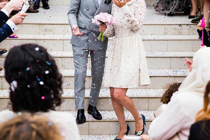 Wedding guests in classic attire